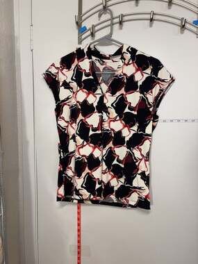 P1: Nine West Women's Abstract Print Cap Sleeve Blouse XS business